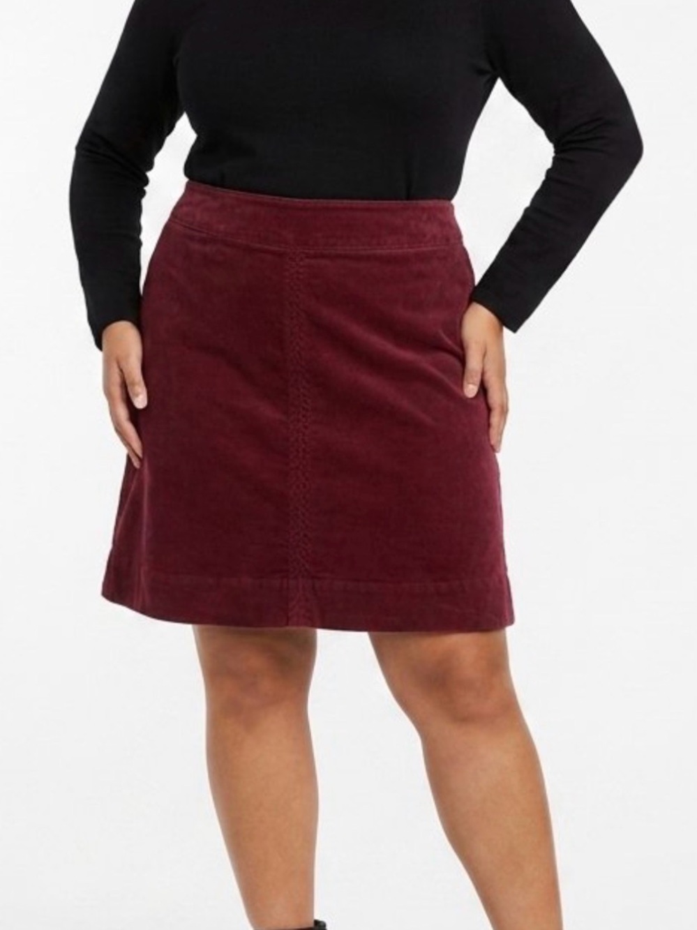 Talbots Womens 18W Corduroy Skirt Burgundy Side Zip A-line Casual Classic Fall
